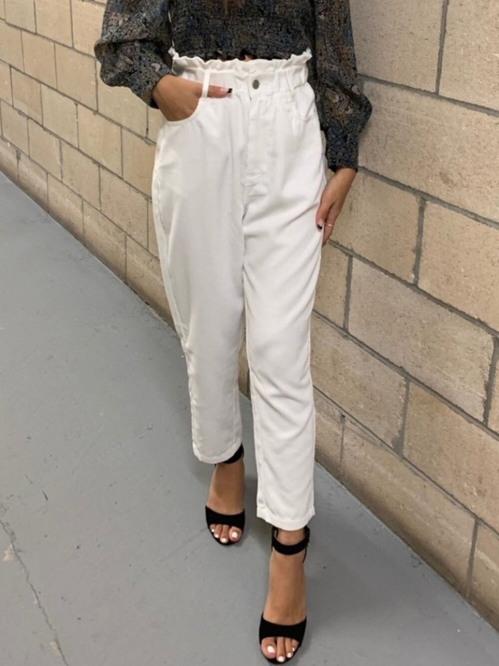 Bohme Cream Corduroy Paperbag Pants Ecru High Waisted Tapered Leg Trouser XS